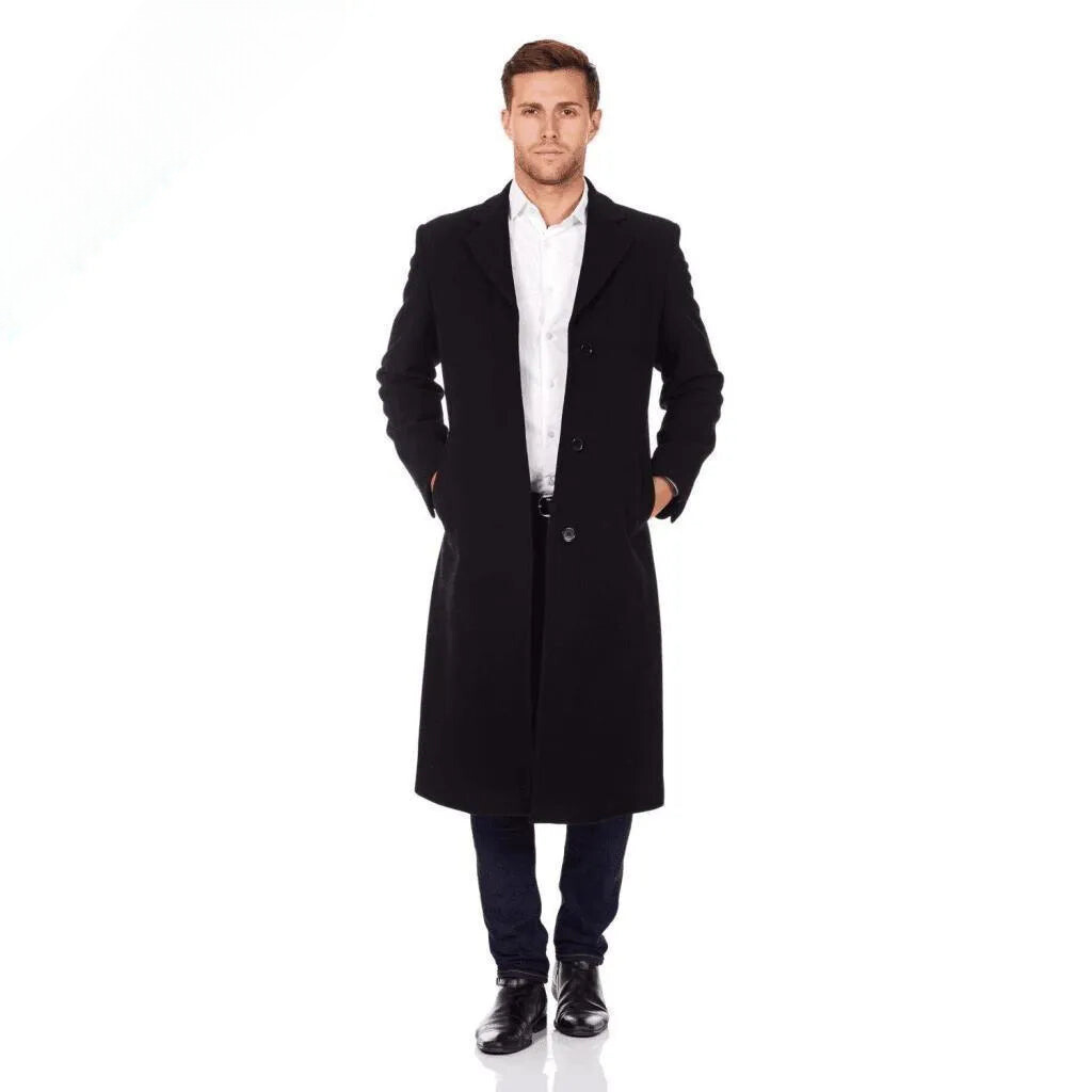 MAN WOOL & CASHMERE BLEND COVERT LONG COAT black