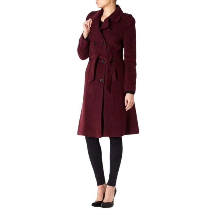 Wool and Cashmere Blend Military Coat (9048) - Wine