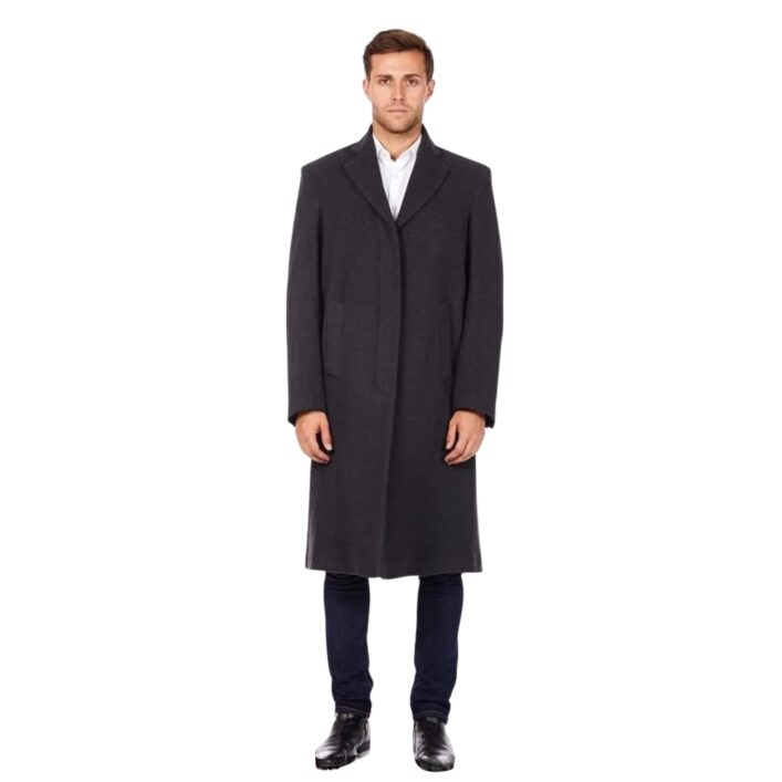 MAN Wool & Cashmere Blend Covert Long Coat grey