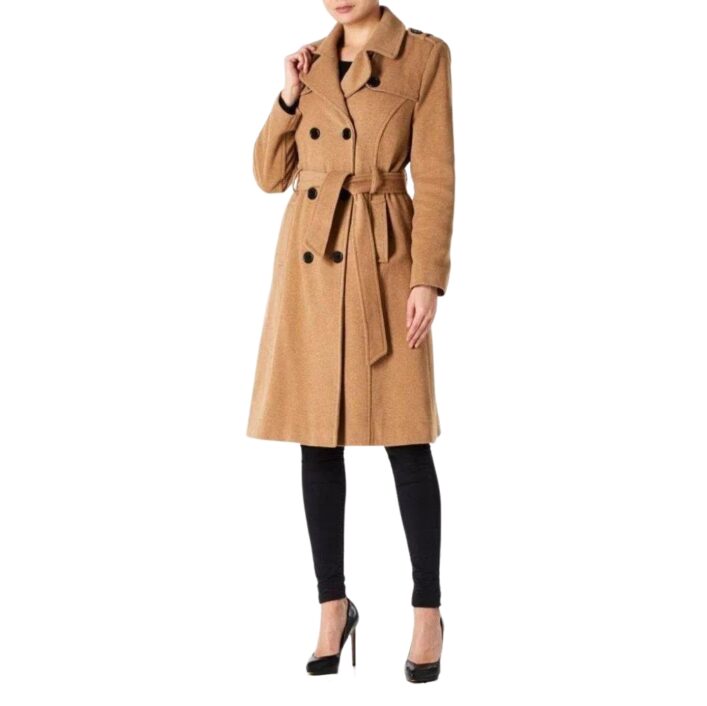 Wool and Cashmere Blend Military Coat (9048) - Camel